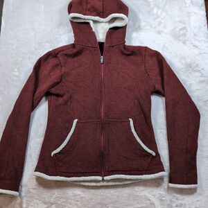 Kuhl Alfpaca Fleece Hoodie Womens Medium Full Zip Hooded Sherpa Jacket Sweater